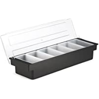 Dispensador de condimentos de plástico- 6 compartimentos- color negro | Soporte de bar para condimentos- bandeja para…
